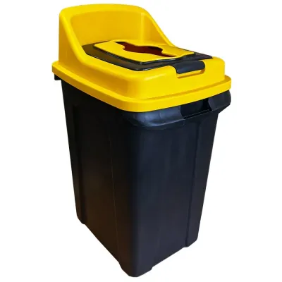 Бак для сортування сміття Planet Re-Cycler 50 Л чорно - ЖОВТИЙ (ПЛАСТИК)