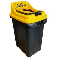 Бак для сортування сміття Planet Re-Cycler 50 Л чорно - ЖОВТИЙ (ПЛАСТИК)