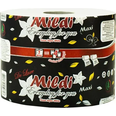 Туалетний папір Mildi De Luxe Maxi двошаровий 65 м 200 відривів, Біла. K-65