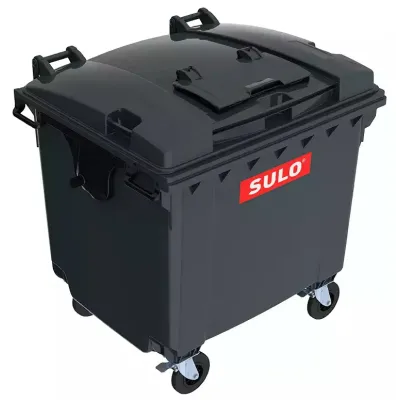 Контейнер sulo 1100 л. Плоска кришка, (модель кришка у кришці), чорний