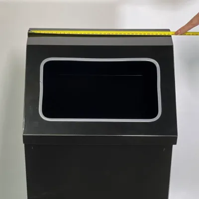 Прямокутне відро для сміття 80л з відкритою кришкою (чорне)/Відро повністю з нержавіючої сталі