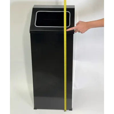 Прямокутне відро для сміття 80л з відкритою кришкою (чорне)/Відро повністю з нержавіючої сталі