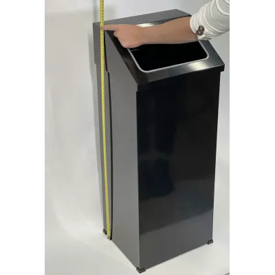 Прямокутне відро для сміття 80л з відкритою кришкою (чорне)/Відро повністю з нержавіючої сталі