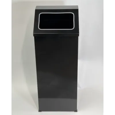Прямокутне відро для сміття 80л з відкритою кришкою (чорне)/Відро повністю з нержавіючої сталі