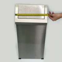 Прямокутне відро для сміття з поворотною кришкою / Бак з нержавіючої сталі з кришкою 36л