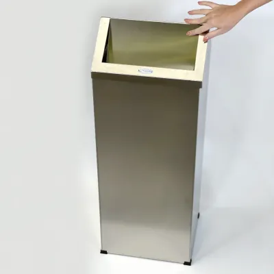 Прямокутне відро для сміття з поворотною кришкою / Бак з нержавіючої сталі з кришкою 80л