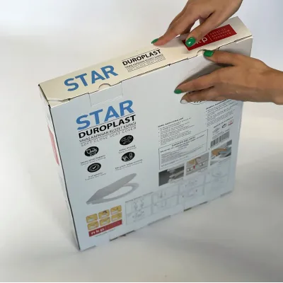 Сидіння для унітазу з дюропласту з кришкою з мікроліфтом Star 0422, Туалетне сидіння овальної форми