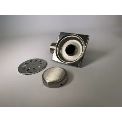 Трап із нержавіючої сталі SLIM 10*10см, горизонтальний, D50