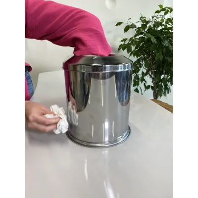 Відро сміттєве побутове кругле не пальне з обідком з нержавіючої сталі на 8 літрів